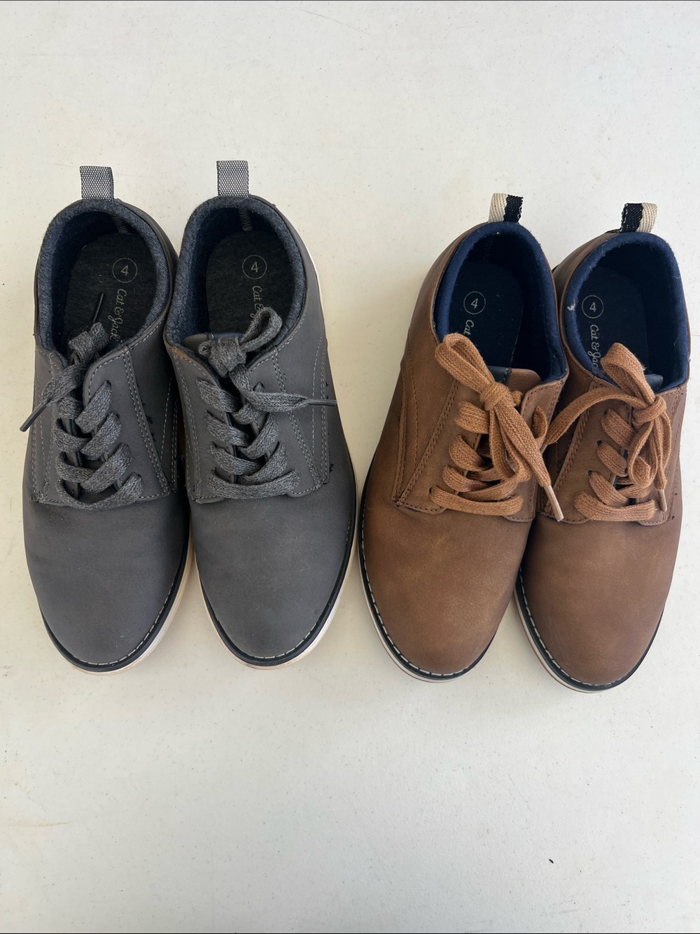 Cat & Jack Boy’s Dress Lace-Up Shoes — Gray and Brown